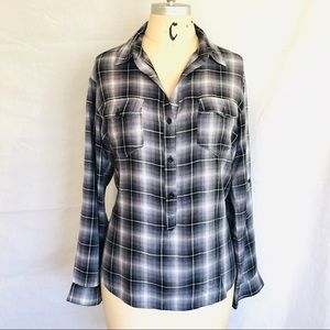 Aqua Blouse - Navy, Black and White Women's Blouse Large